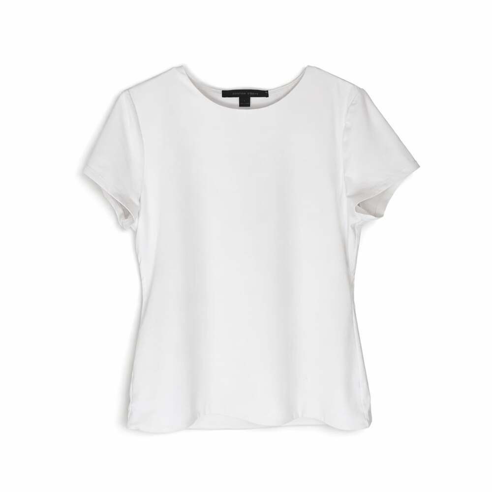 Cynthia Steffe White Short Sleeve Crew Neck Top Size L